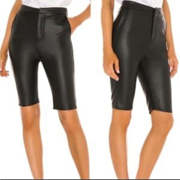 LPA Faux Leather Nino Biker Shorts in Black Size Medium - Picture 2 of 10